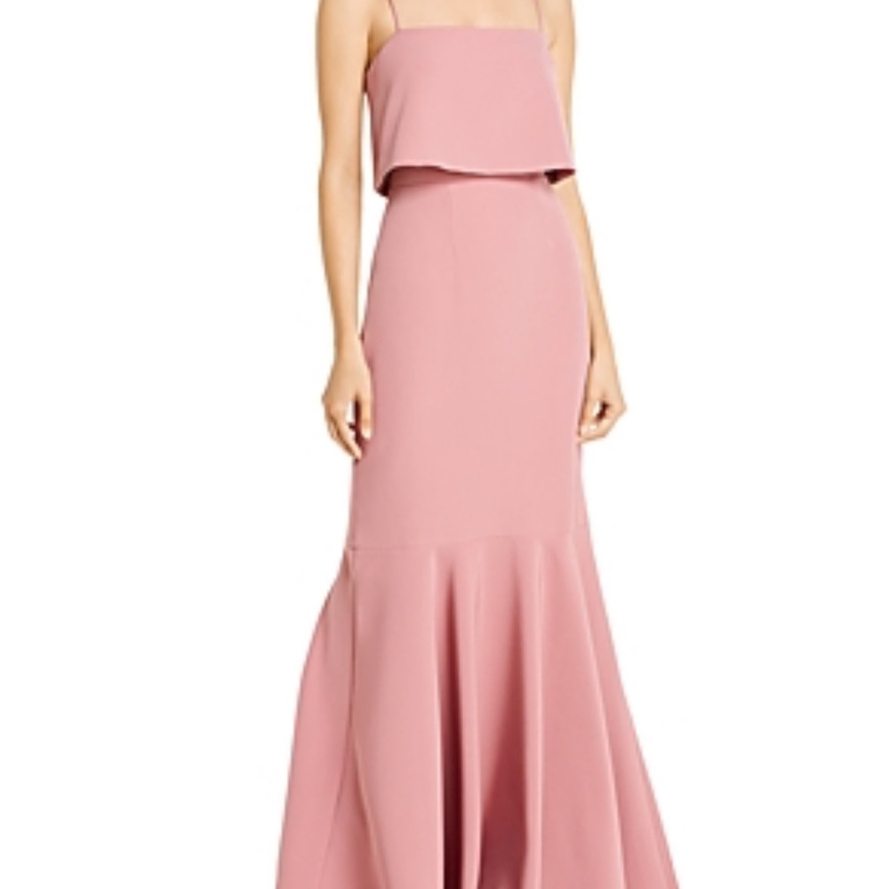 Wayf Pink Strapless Maxi Dress